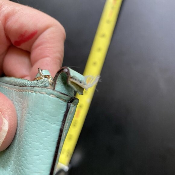 KATE SPADE Robins Egg Blue Pebbled Leather Wristlet Pouch Clutch Wallet - Picture 4 of 8